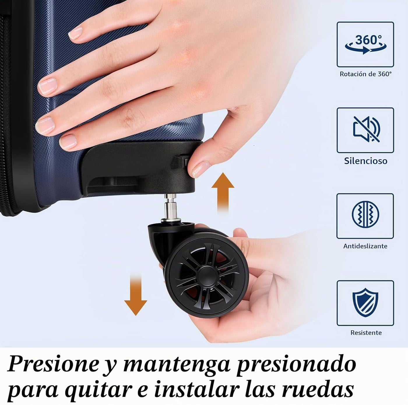 Eeeza Juego de equipaje de 5 piezas, maletas con ruedas, maleta ríg...