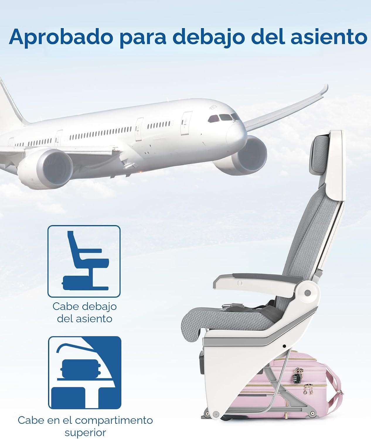 BAGSMART Equipaje de mano debajo del asiento, negro, Rosado, Equipa...