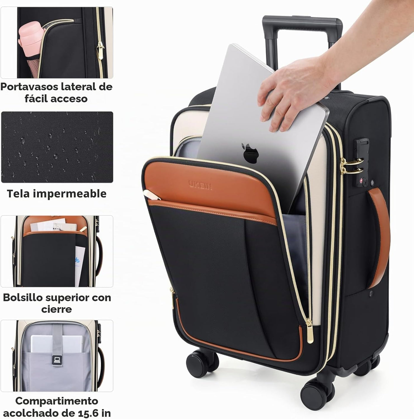 Softside - Maleta de mano expandible con apertura superior de 20 pu...
