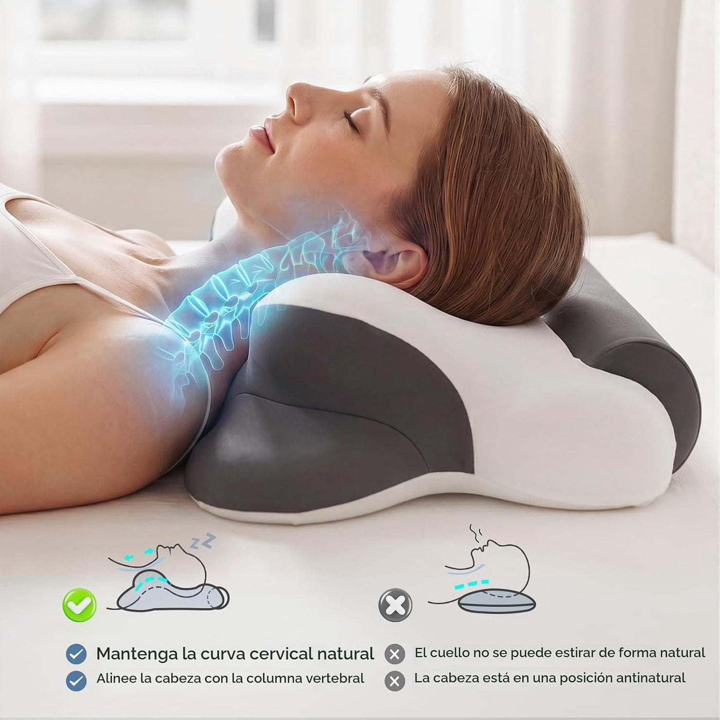 Sweetcrispy Almohada cervical para dolor de cuello, almohada ergonó...