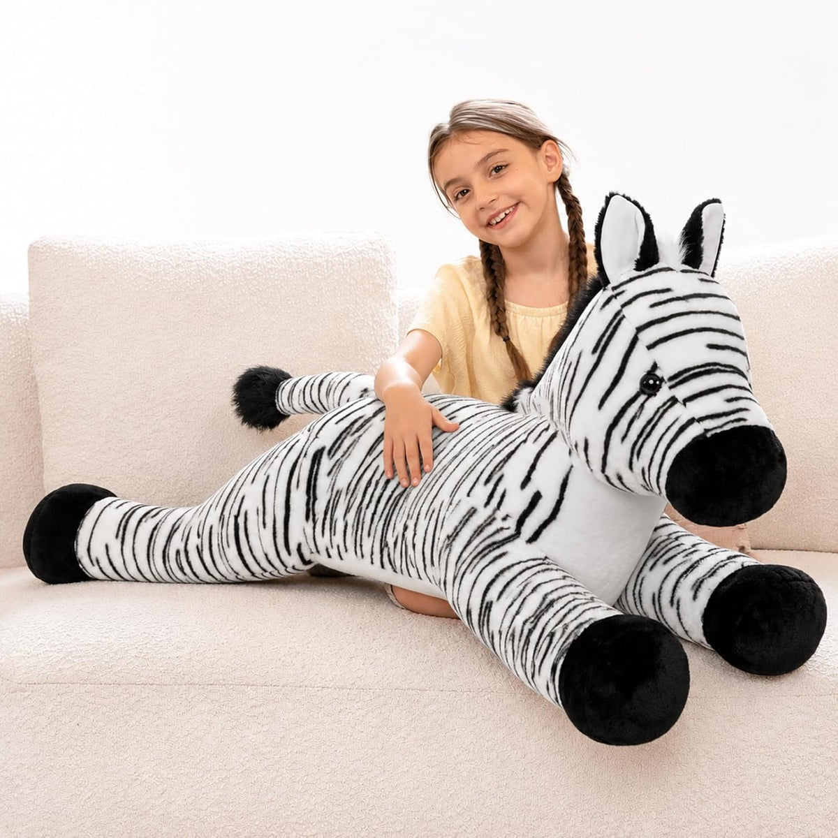 Tezituor Animal de peluche de cebra gigante de 43.3 pulgadas, almoh...