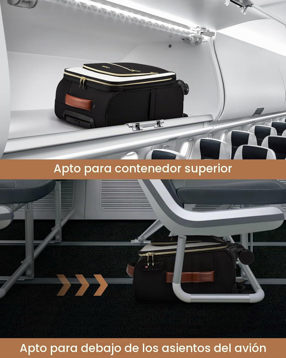 LOVEVOOK Equipaje de mano para debajo del asiento con ruedas, equip...