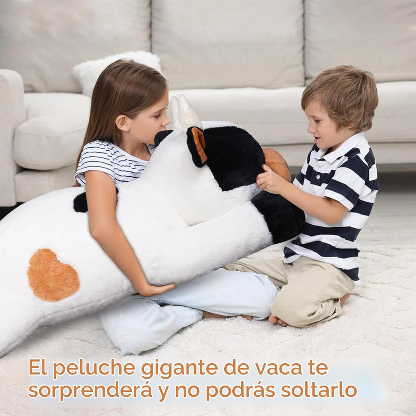 ZBLX Peluche de vaca gigante, animal de peluche de vaca grande de 3...