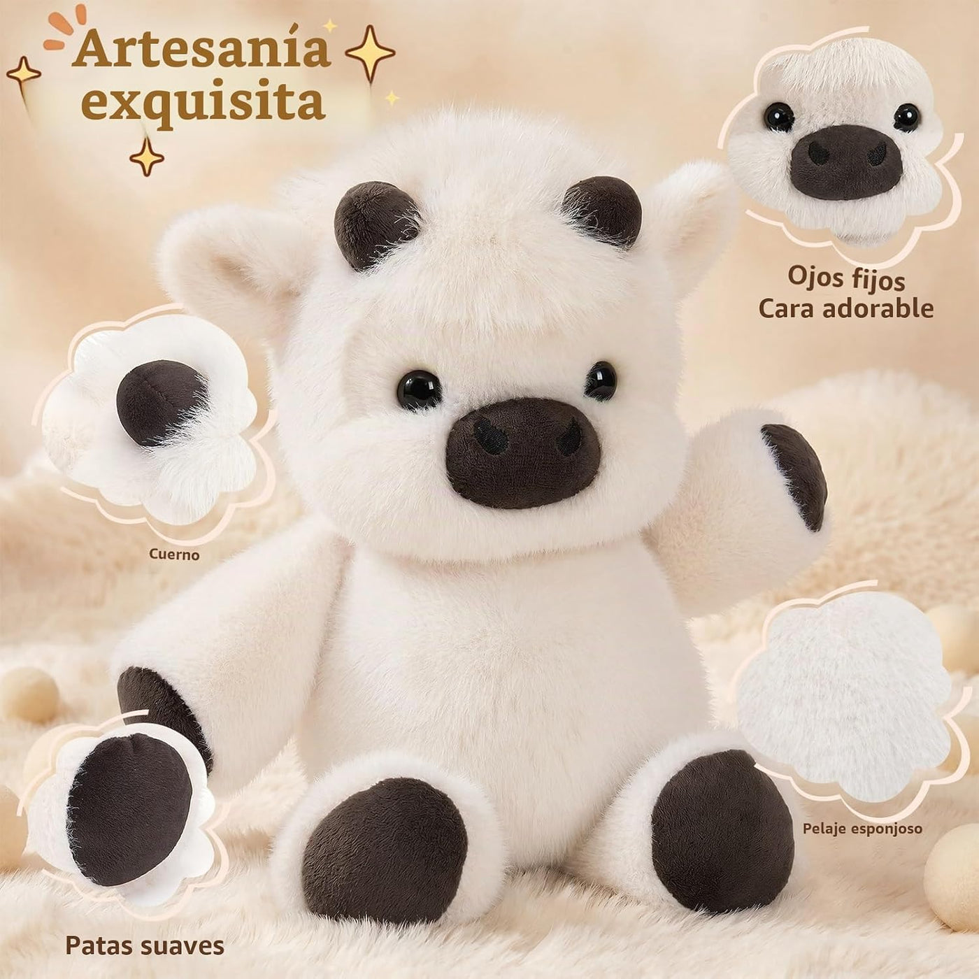 Gencokok Peluche para correr (blanco) | Agita esta linda vaca de pe...