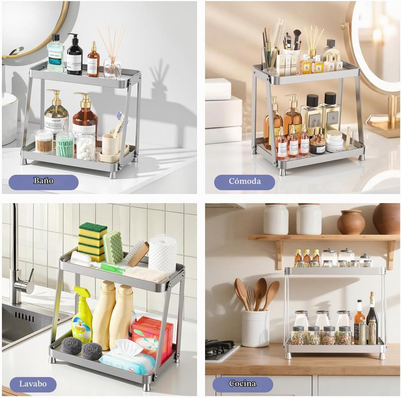 Organizador de mostrador de baño, organizador de maquillaje acrílic...