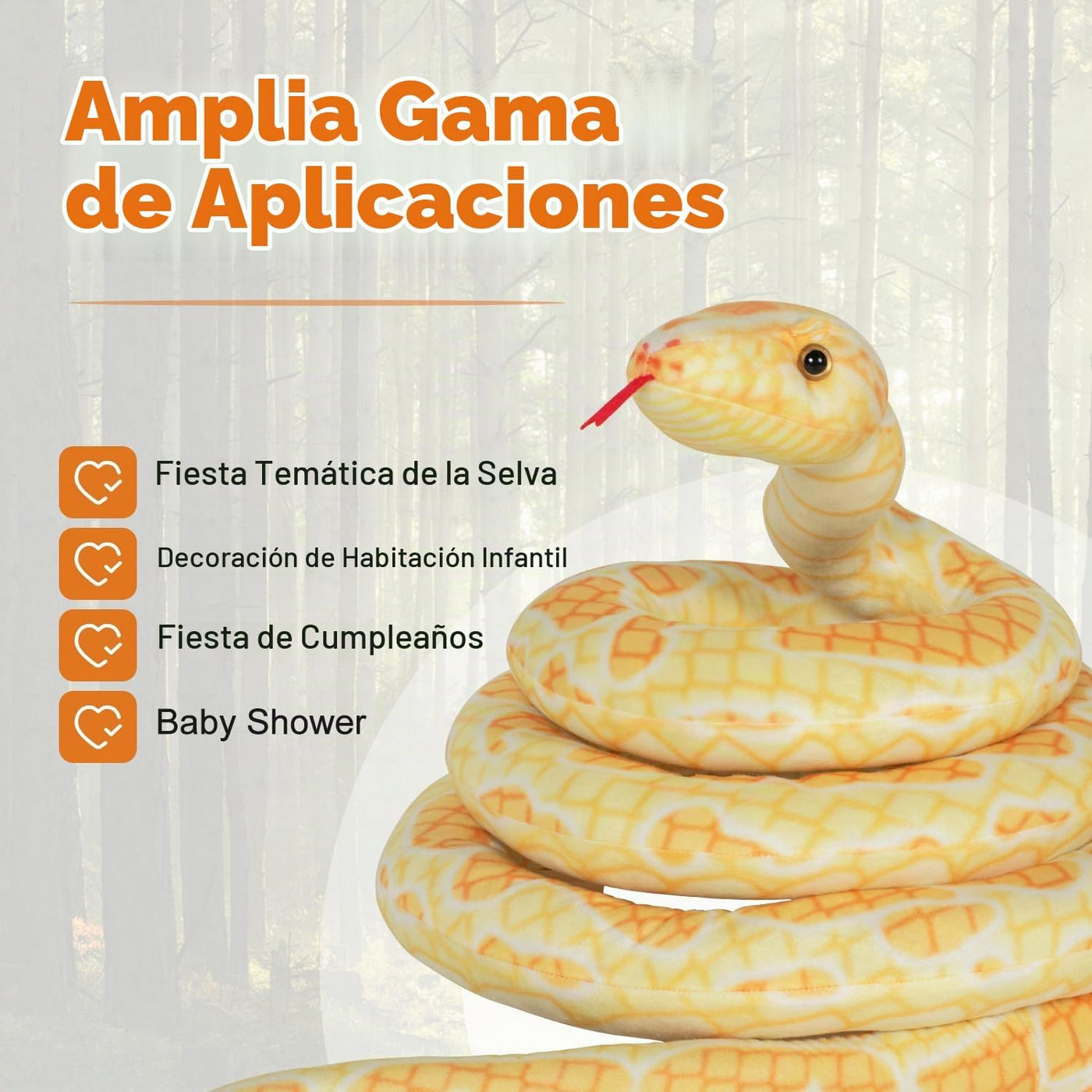 BRINJOY - Peluche de serpiente gigante, 149 pulgadas de gran animal...
