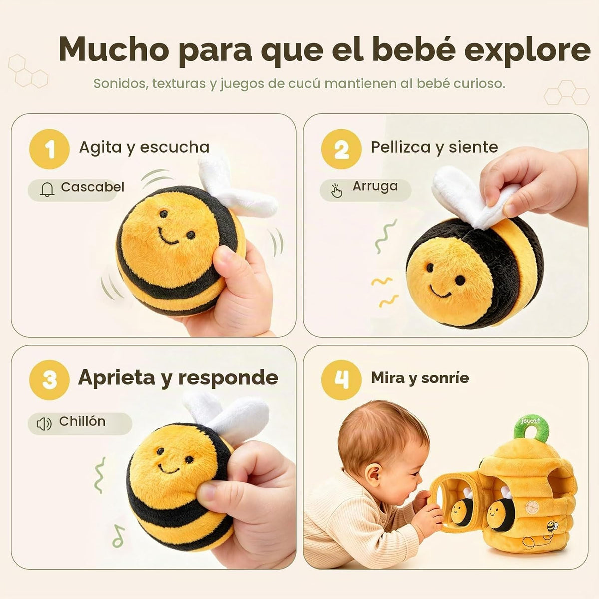 JoyCat Juguetes para Bebés de 6-12 Meses - Colmena Suave para Bebé...