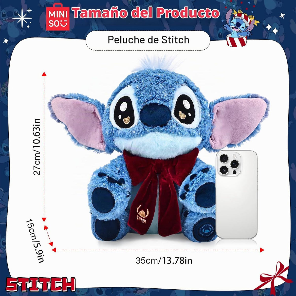 MINISO Disney Stitch - Peluche de 10 pulgadas, colección Lilo&S...