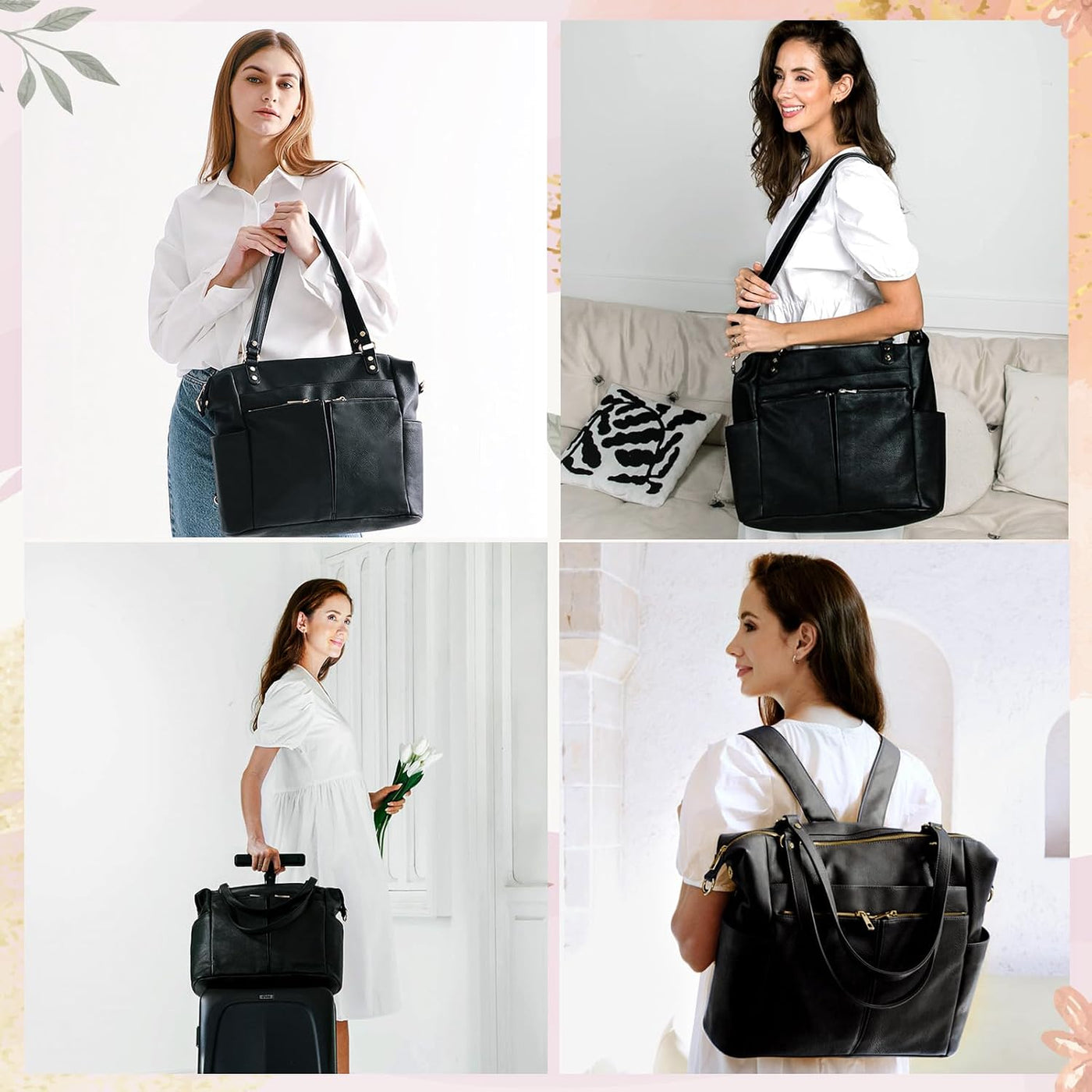MOMINSIDE Bolsa de pañales Tote Convertible Bolsa de pañales Mochil...