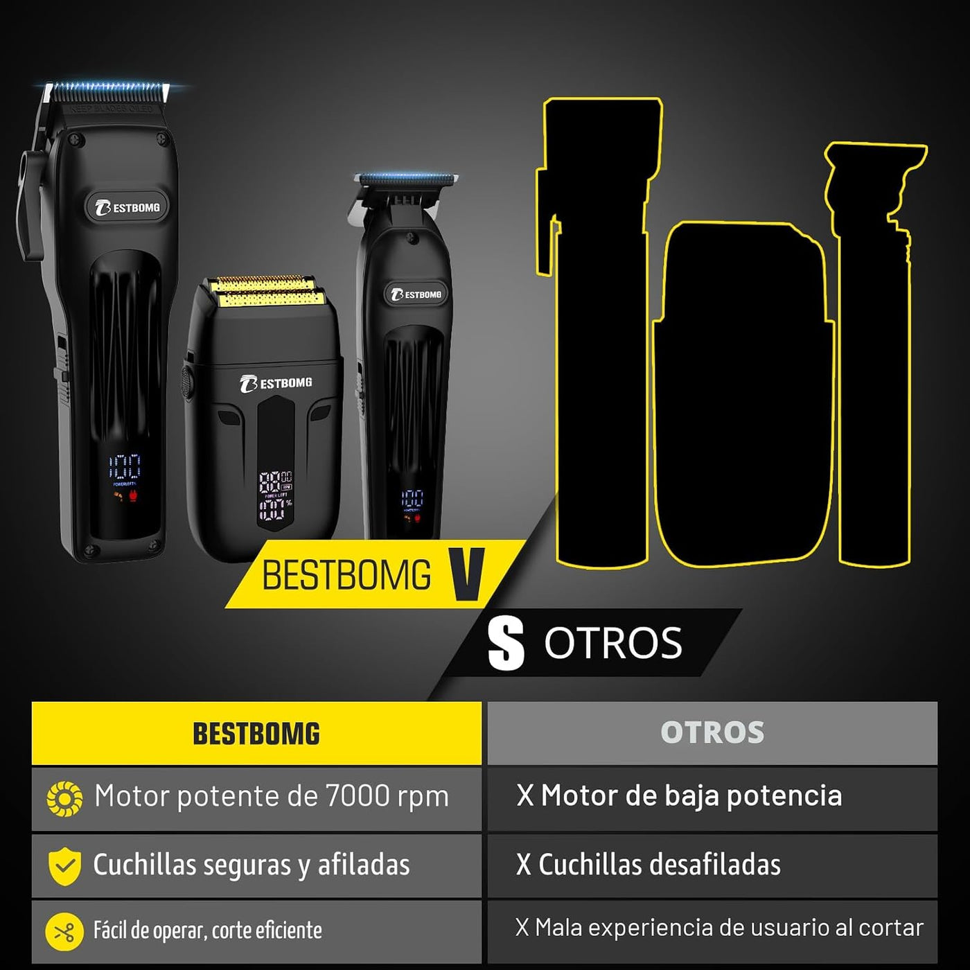 BESTBOMG® BS-808A - Juego de cortapelos para hombres, recortadora y...