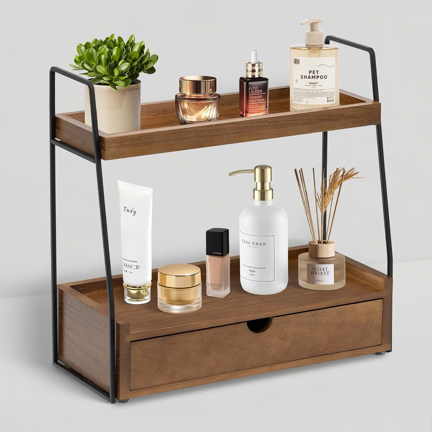 Organizador de Baño de 2 Niveles para Encimera con Cajón, Organizad...