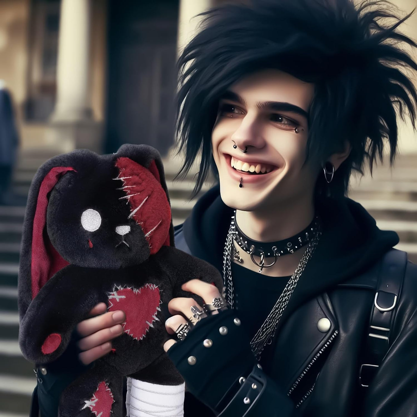 PHITECUS Conejo de peluche espeluznante gótico - Conejo emo aterrad...