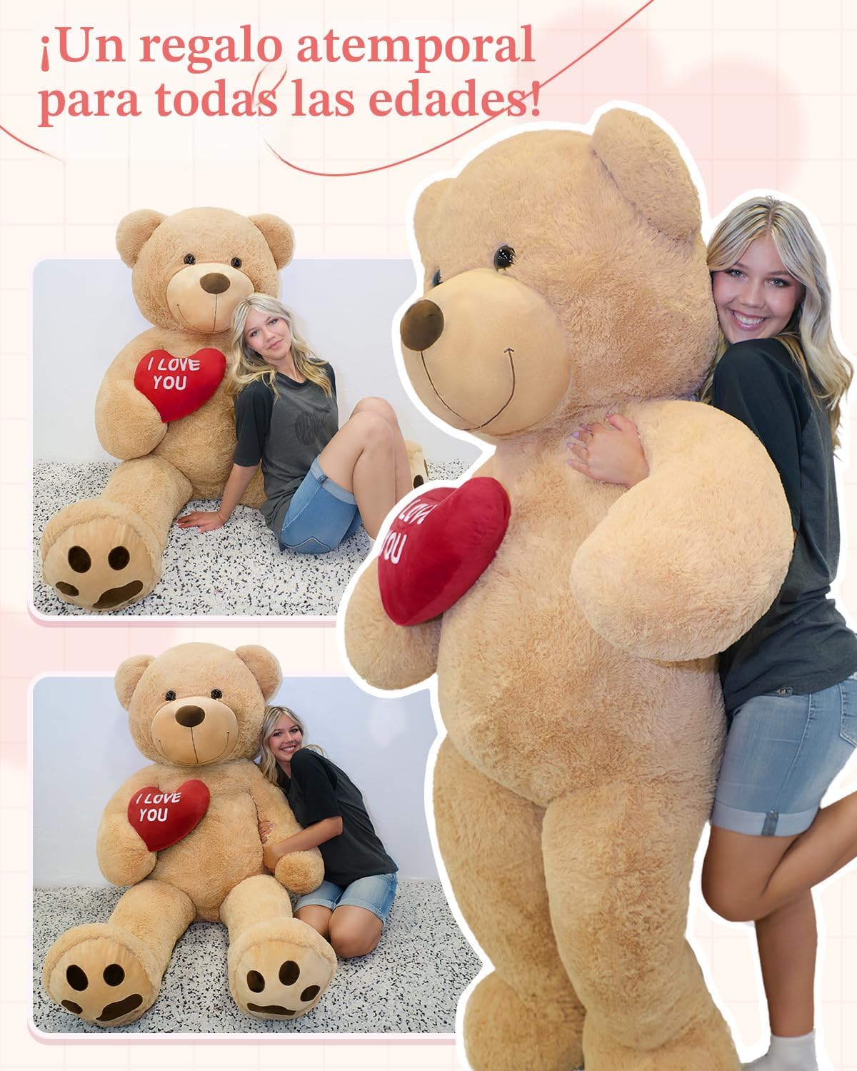 Tezituor - Oso de peluche gigante de 6 pies con corazón "I Love...