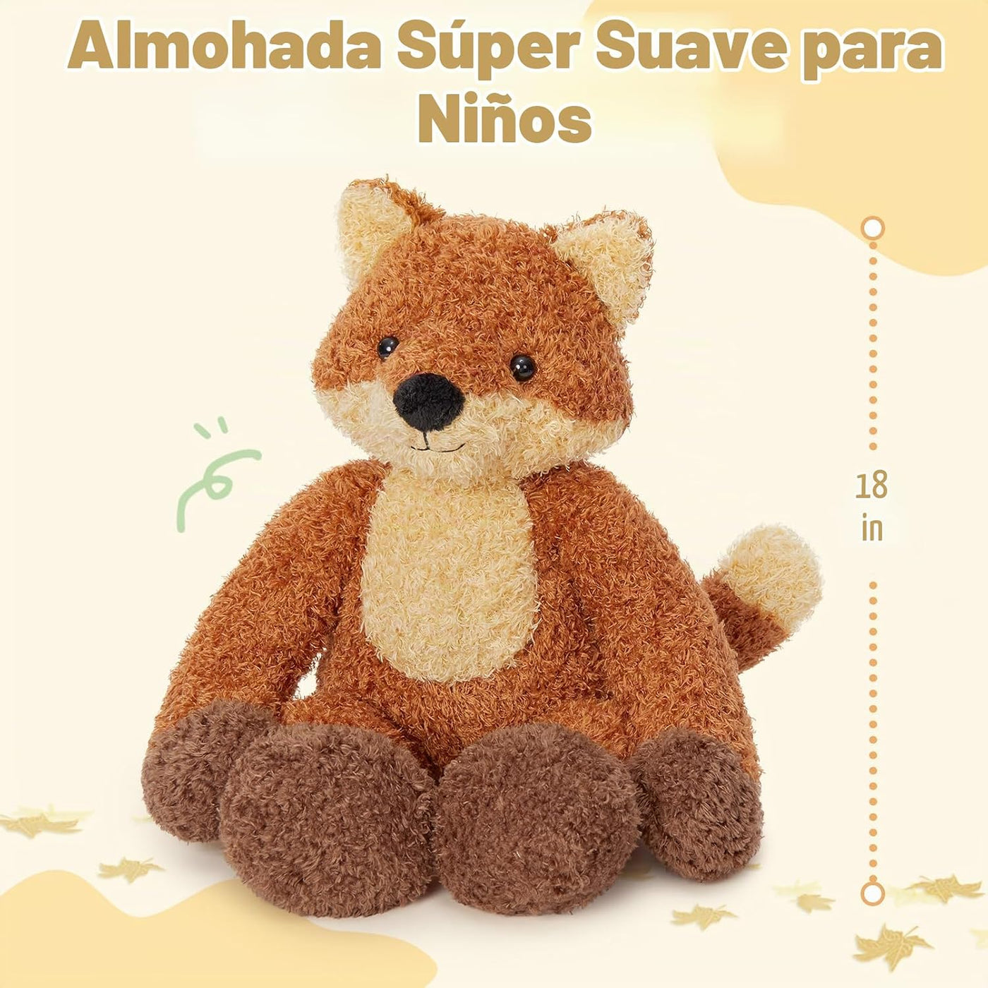 MorisMos Peluche de zorro de 17.7 pulgadas, peluche de zorro marrón...
