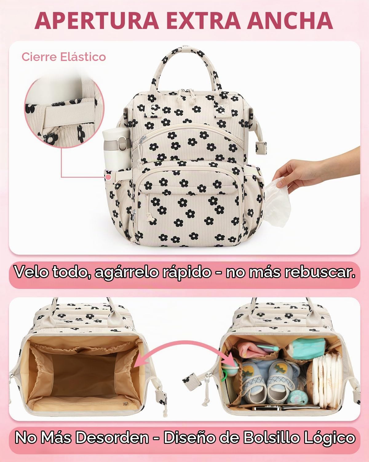 Pritent Mochila para pañales de gran capacidad para mamá, bolsa de...