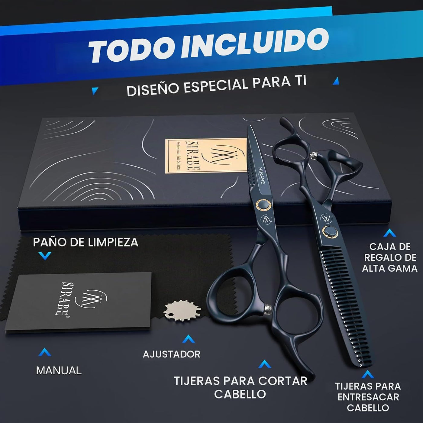 Sirabe Tijeras de corte de cabello, kit profesional de corte de cab...