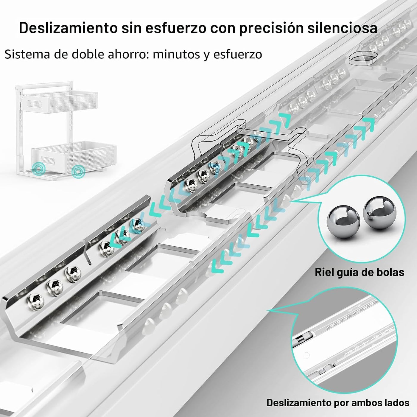 Organizador para debajo del fregadero, organizador de baño de 2 niv...