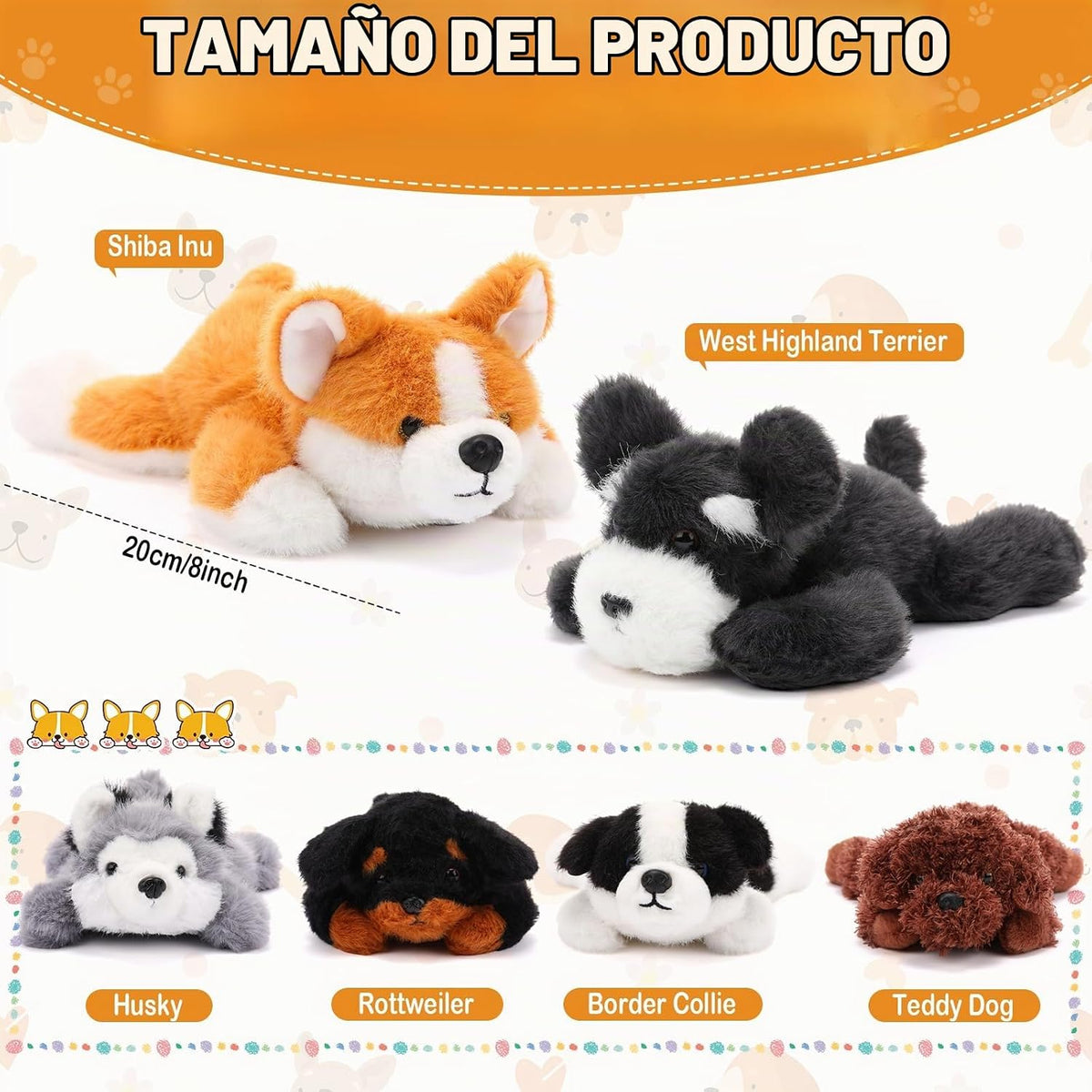Harrycle - 6 animales de peluche para perros de 8 pulgadas a granel...