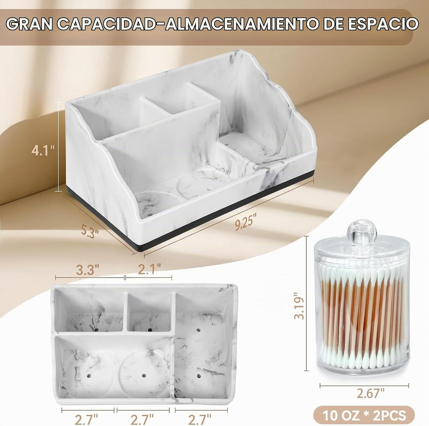 TuCao Organizador de Encimera de Baño de Mármol, Portacepillos de D...