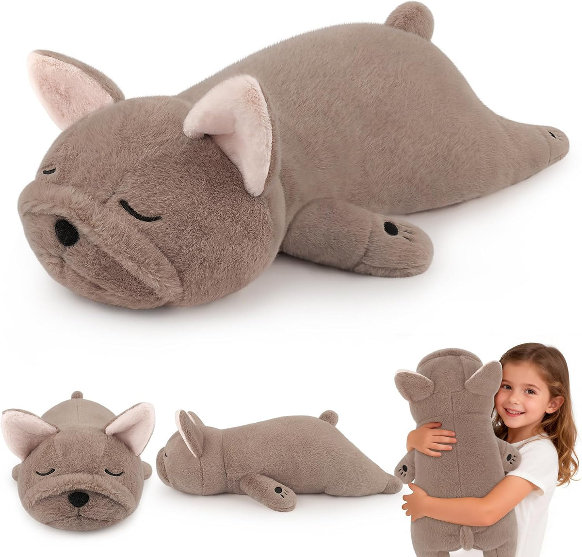 Peluche de bulldog francés con peso de 5 libras, peluche grande de...