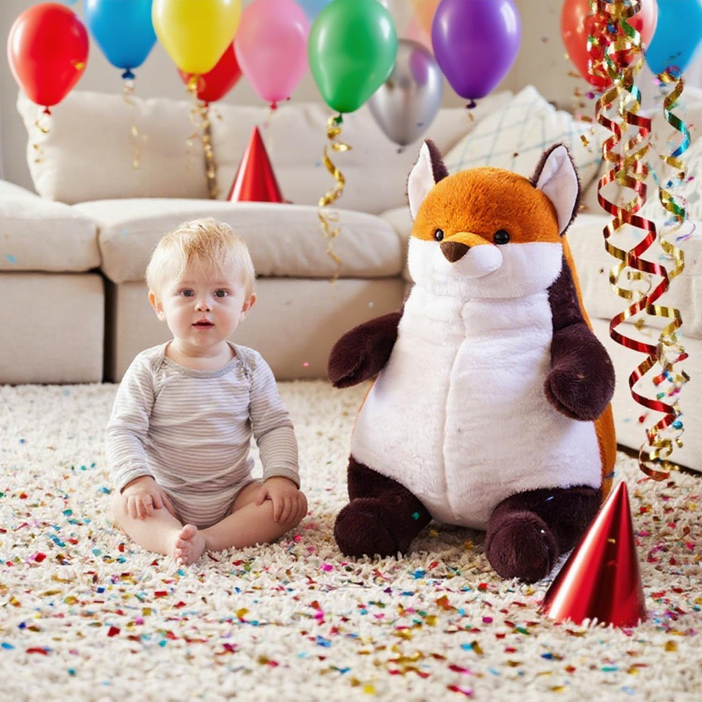 ARELUX Almohada gigante de peluche grande de zorro grande de 22 pul...