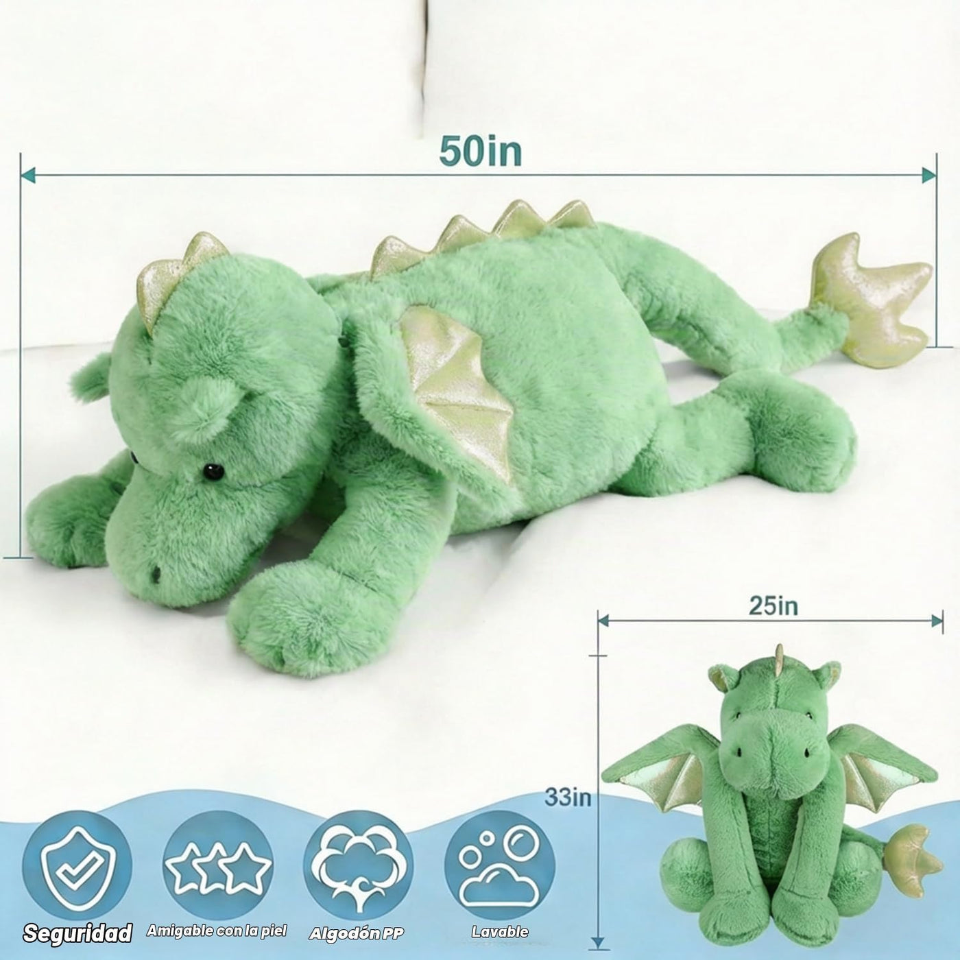 ARELUX - Peluche grande de dragón de tamaño extra, lindo pterosauri...