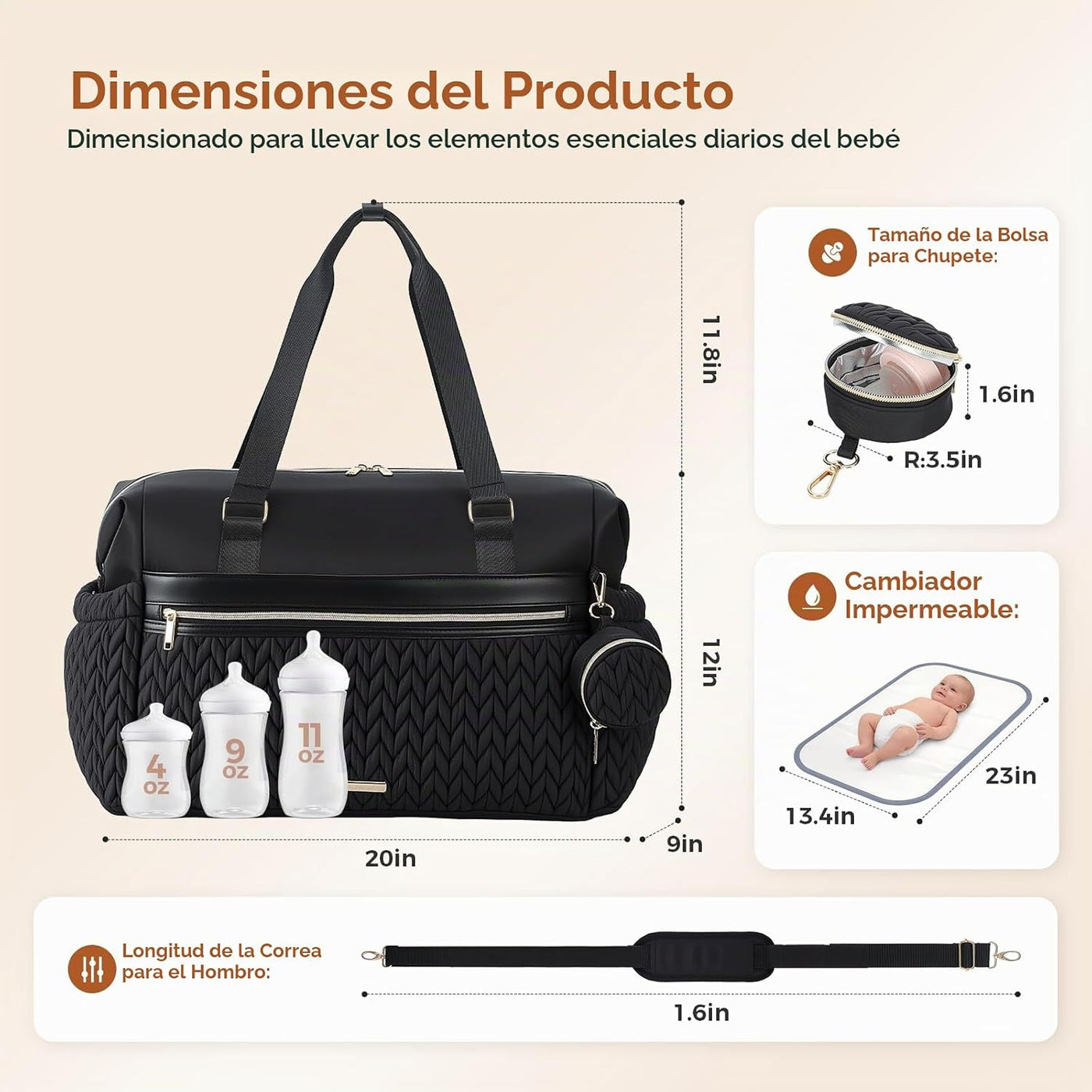 Lekesky Bolsa de pañales, bolsas de pañales grandes impermeables, b...