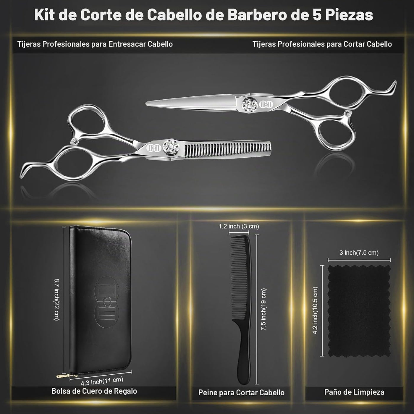 CIICII Kit profesional de tijeras de corte de cabello, 440C 6.7 \u2...