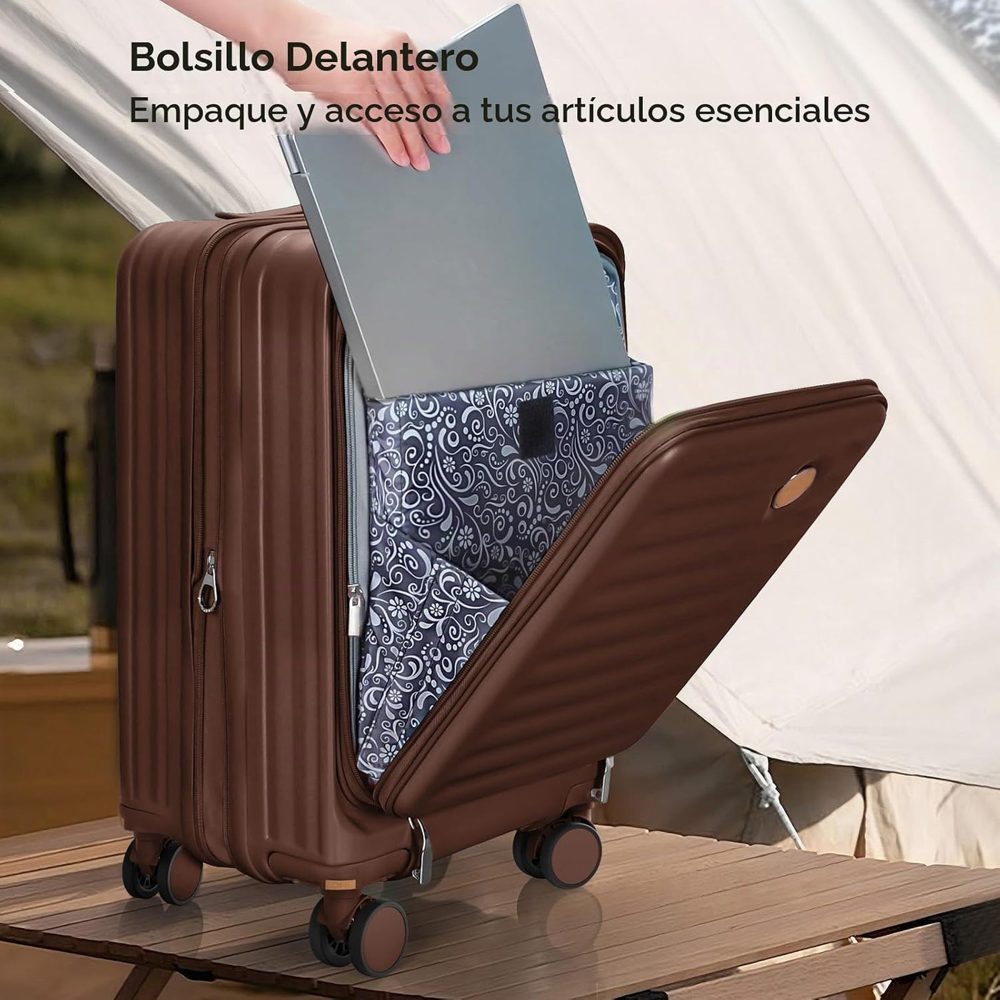 Joyway Juego de equipaje de 5 piezas con bolsillo delantero, Café,...