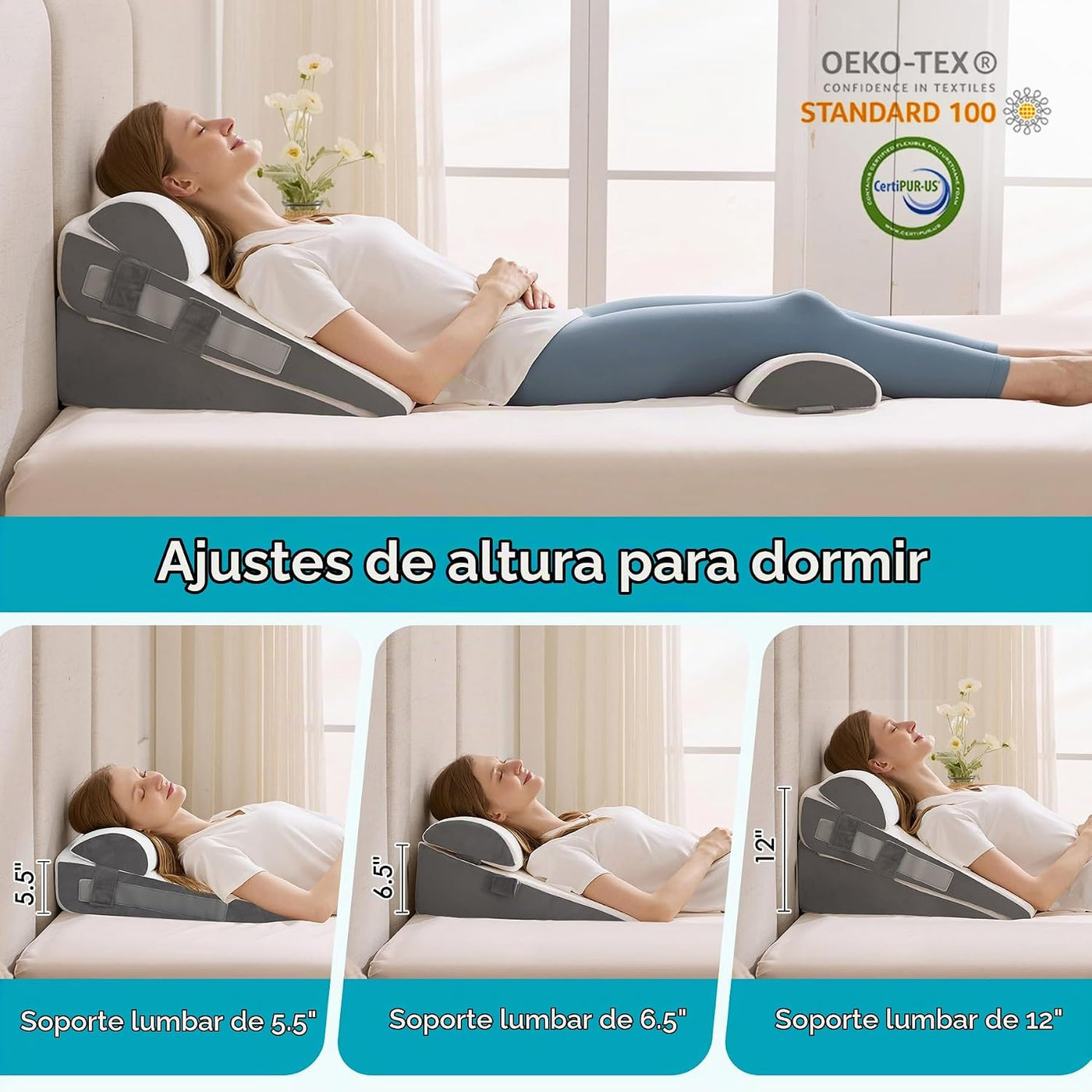 WGAKCED Juego de 4 almohadas de cuña para después de la cirugía, al...