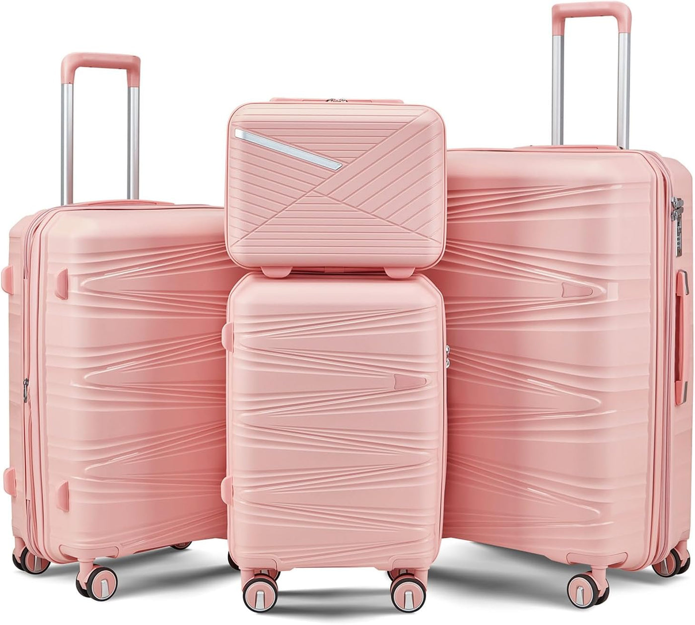 TRAVELEO Juego de maletas de 4 piezas expandibles de color rosa ríg...
