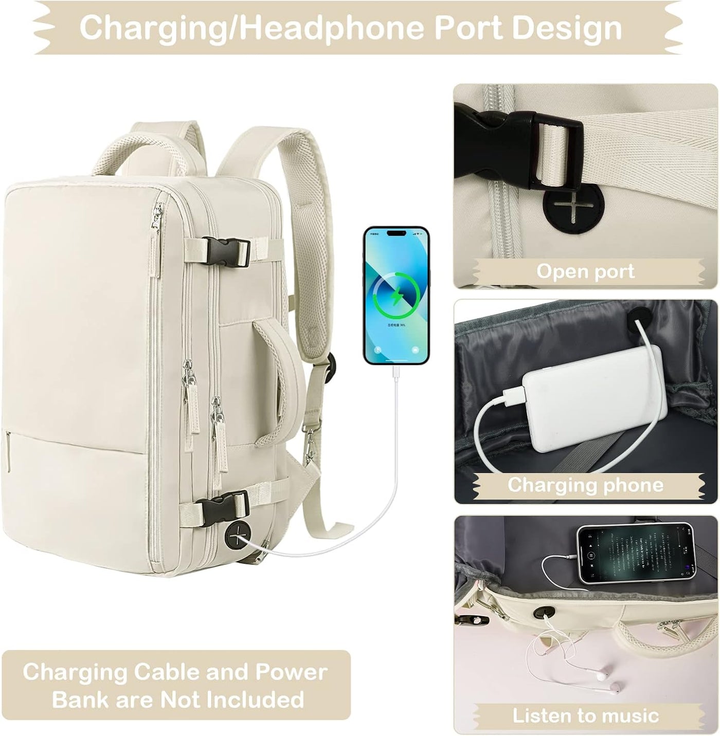 Hanples Mochila de viaje para mujeres y hombres, mochila grande par...