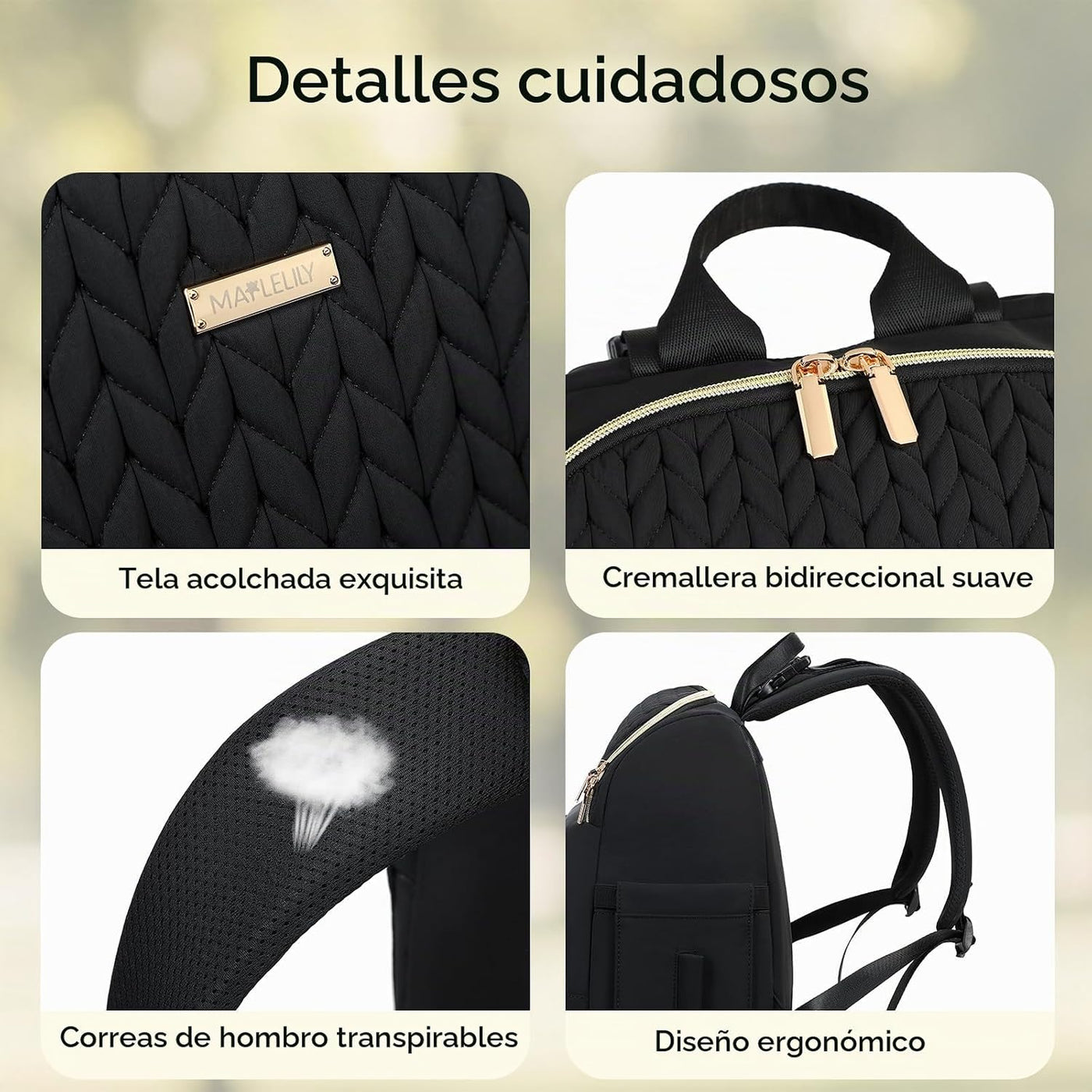 MAPLELILY Mochila para pañales, ligera y elegante, bolsa de artícul...