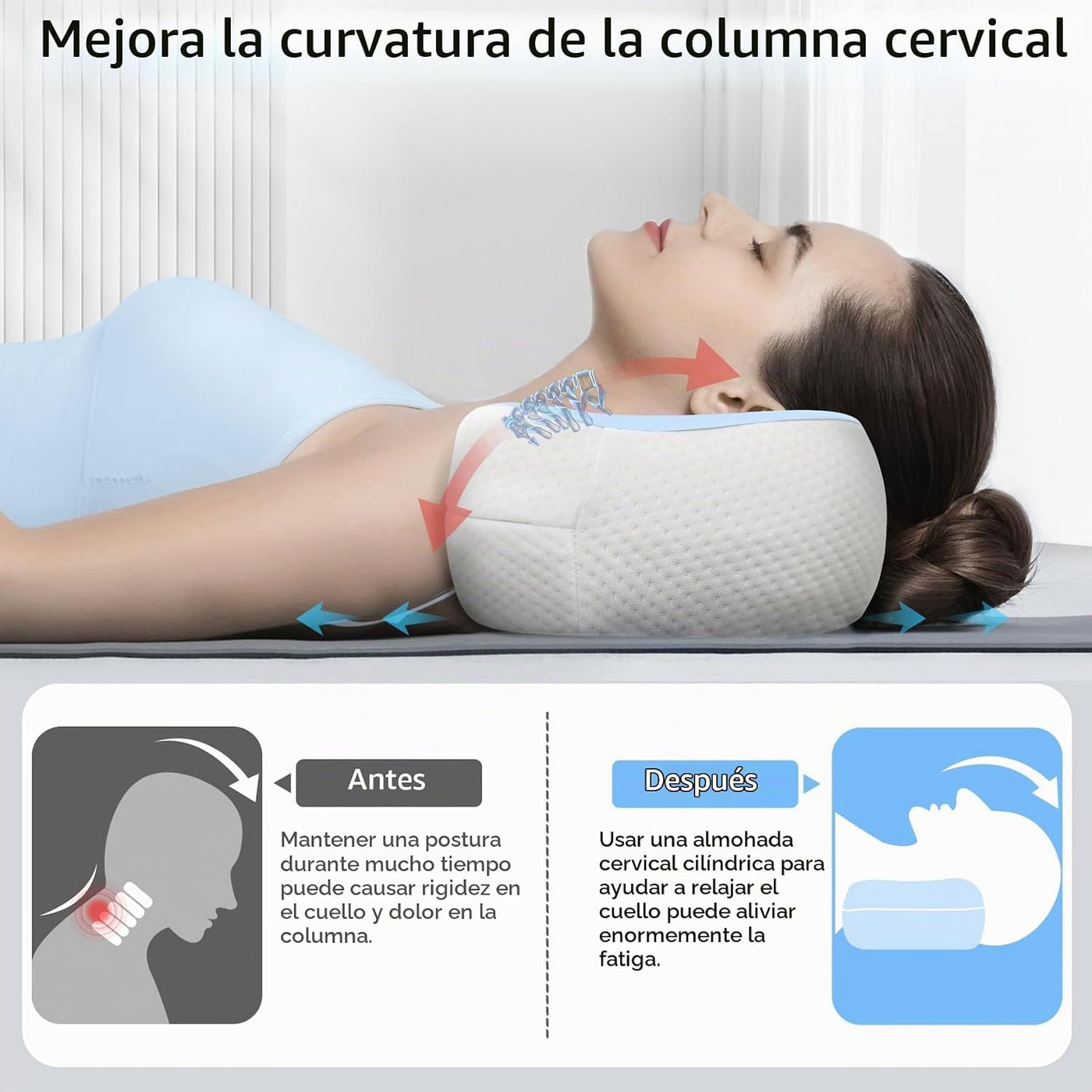 Mixiniso Almohada Cervical para el Cuello, Di Adiós al Dolor de Cue...