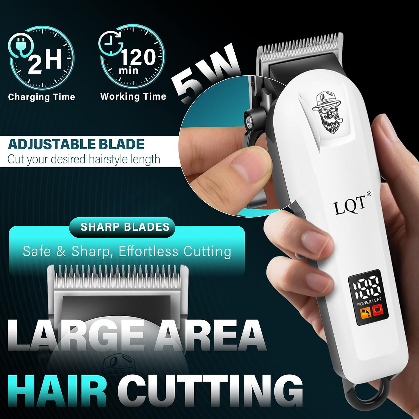 LQT Cortadora de pelo para hombre, recargable, inalámbrica, recorta...