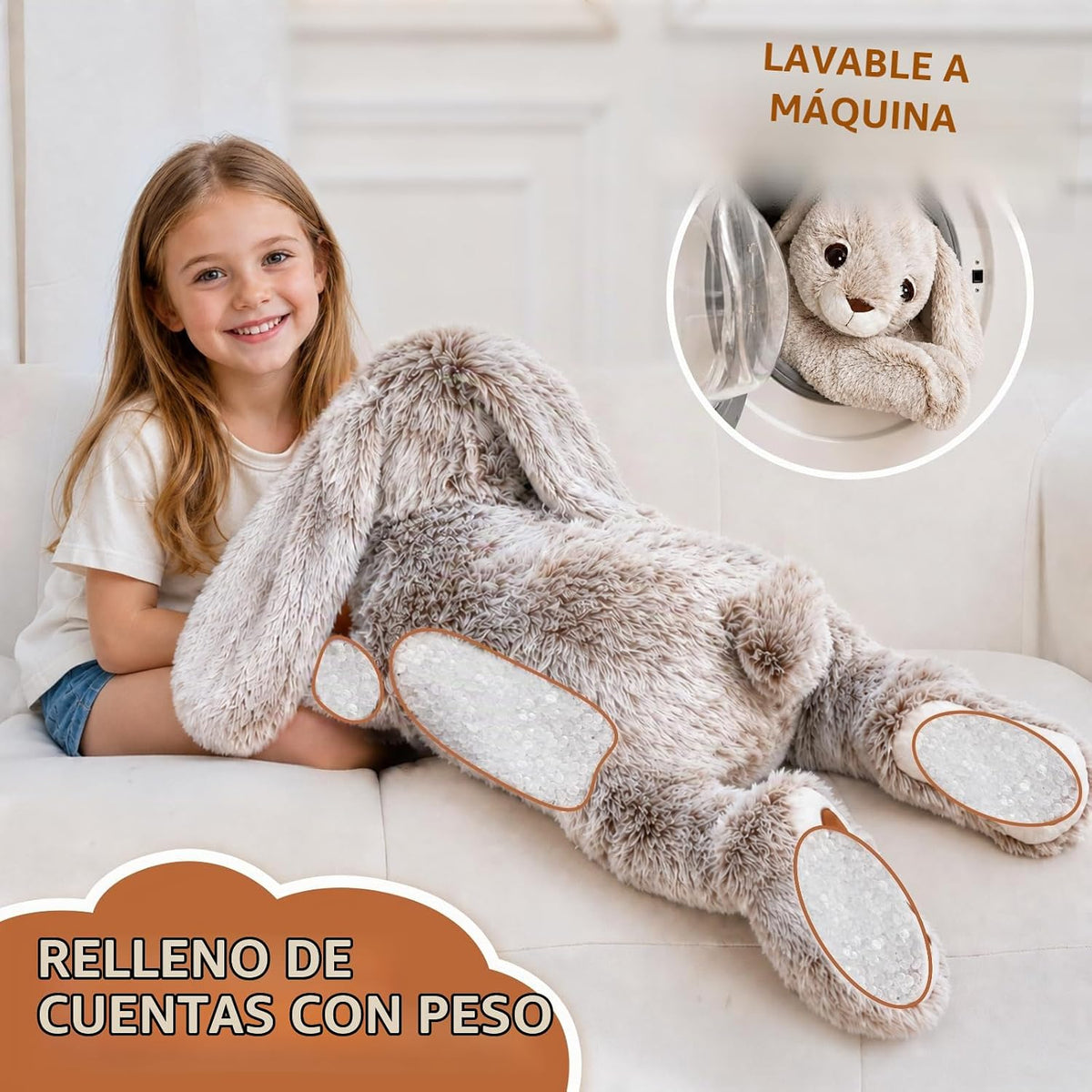 HAIJUNYA Peluche de conejo con peso de 32 pulgadas, 5 libras, jugue...