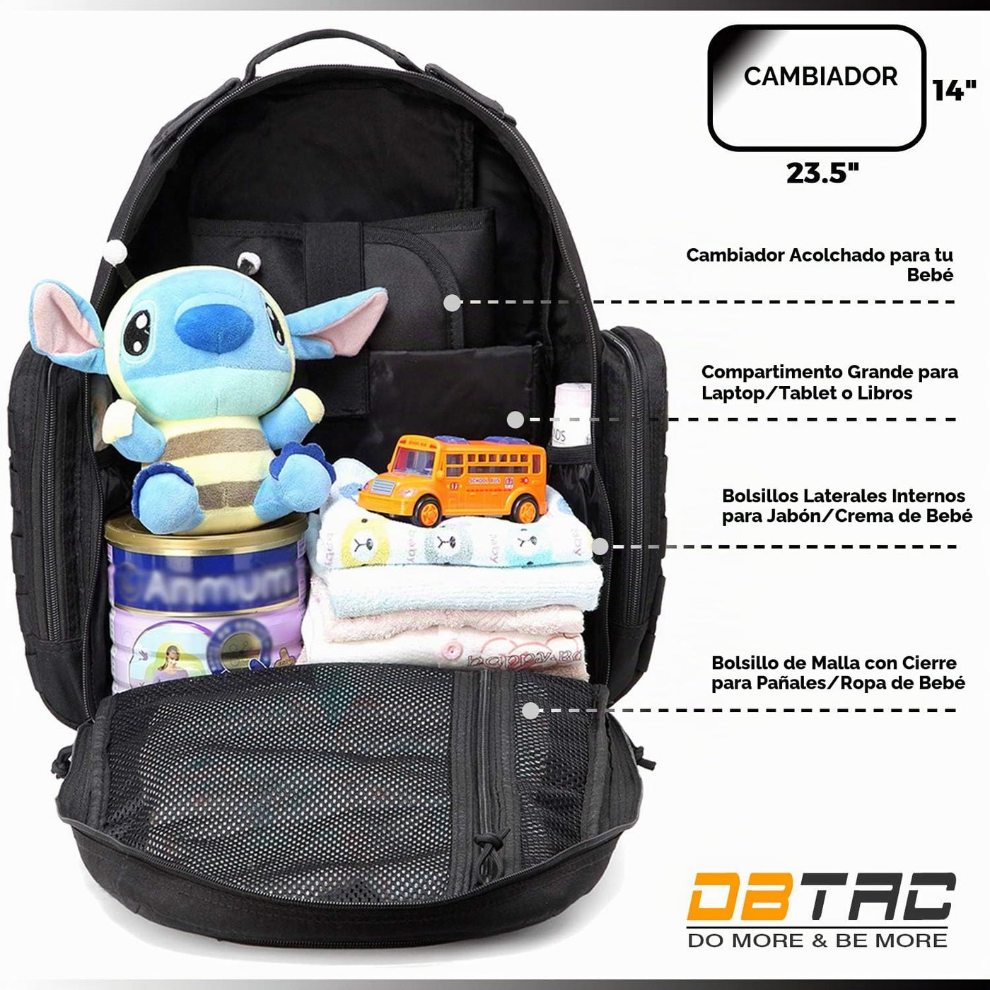 Mochila para pañales para papá DBTAC, bolsa grande de pañales para...