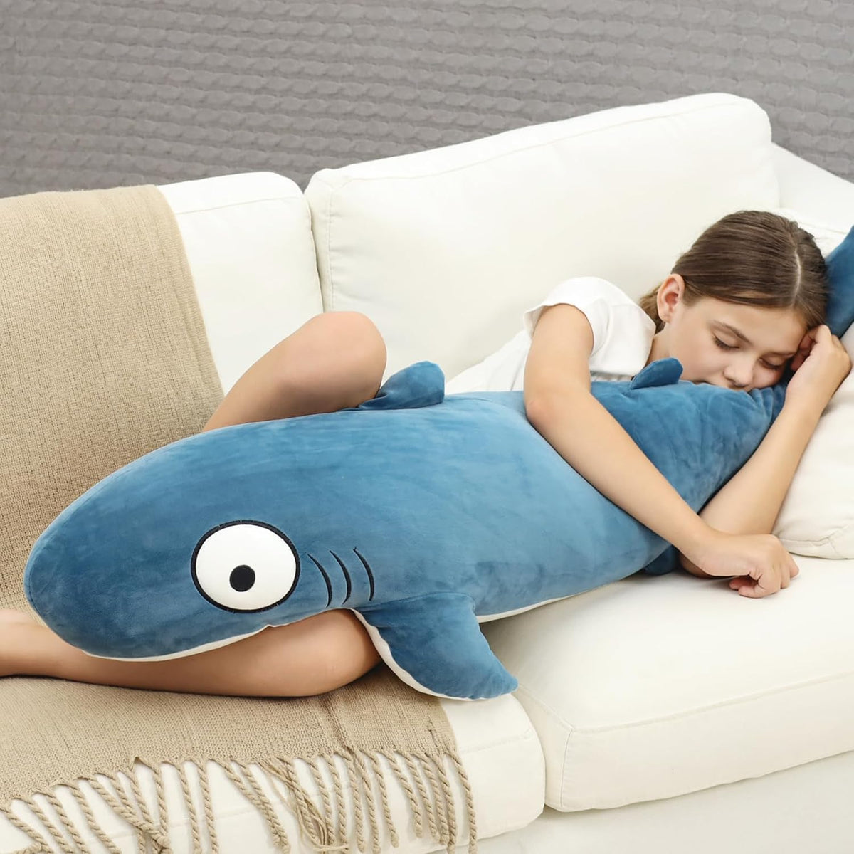 HAIJUNYA Peluche de Tiburones Gigantes Azules de 48", Animales...