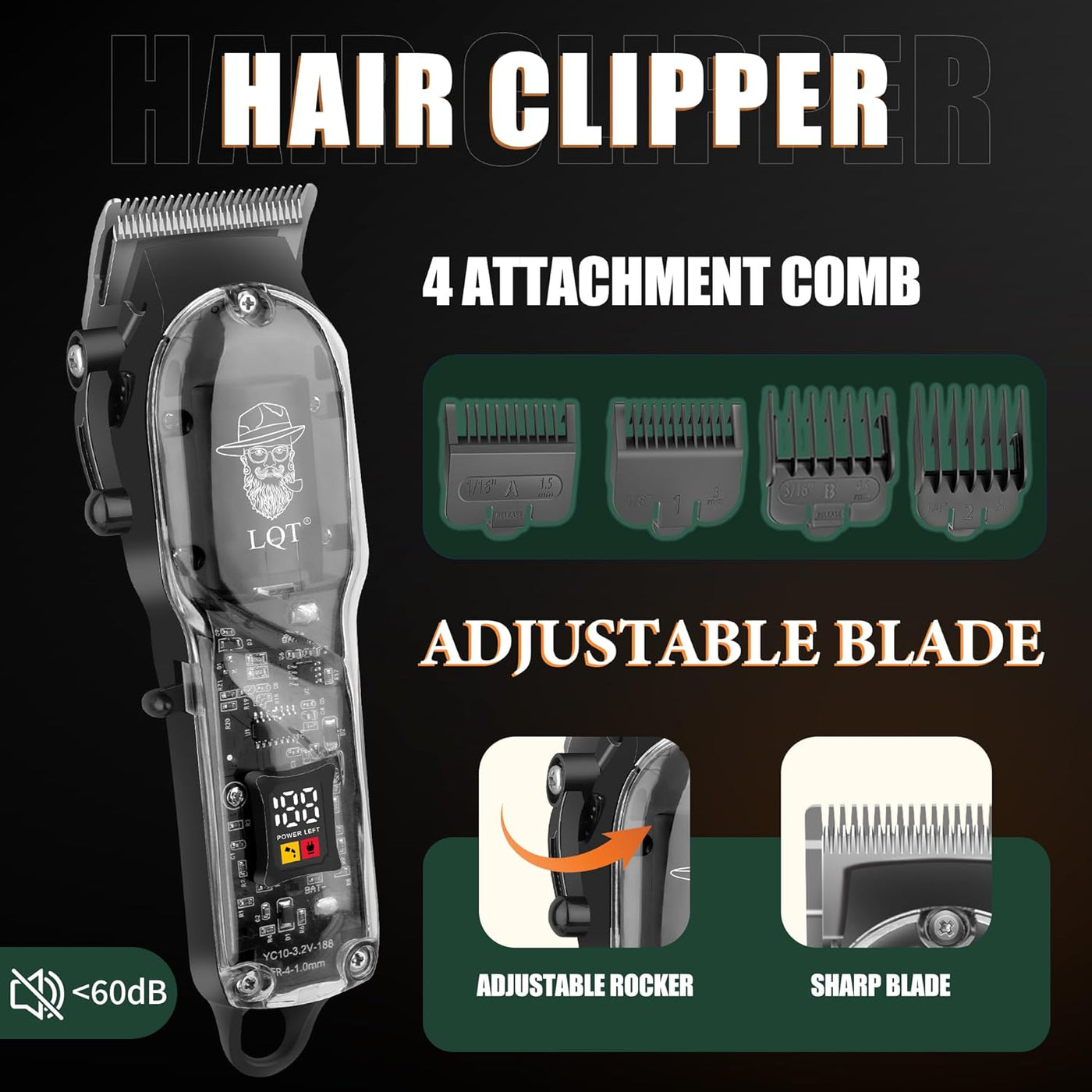 LQT Kit de peluquero profesional para hombres, cortadora de pelo in...