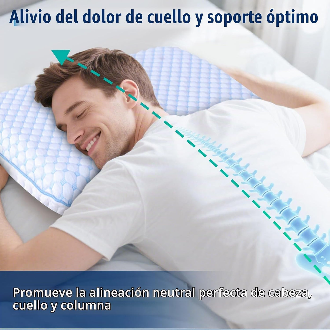 Iwacool Almohada para Dormir Boca Abajo para Alivio del Dolor de Ho...