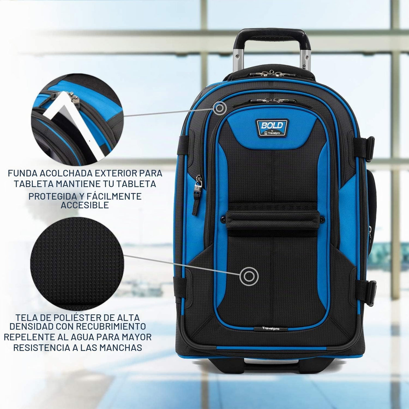 Travelpro Luggage Bold - Rollaboard expandible de 22", Azul\/Ne...