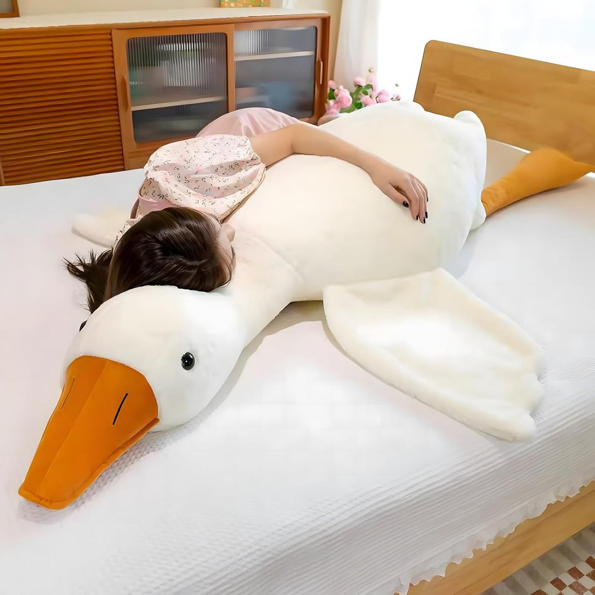 Ryttir Peluche gigante de ganso \u2013 Almohada de ganso extra suav...