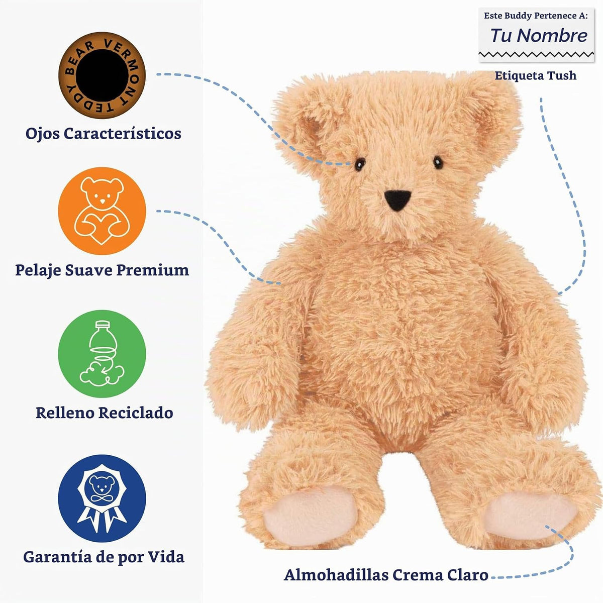 Vermont Teddy Bear Oso de peluche clásico - Oso de peluche súper su...