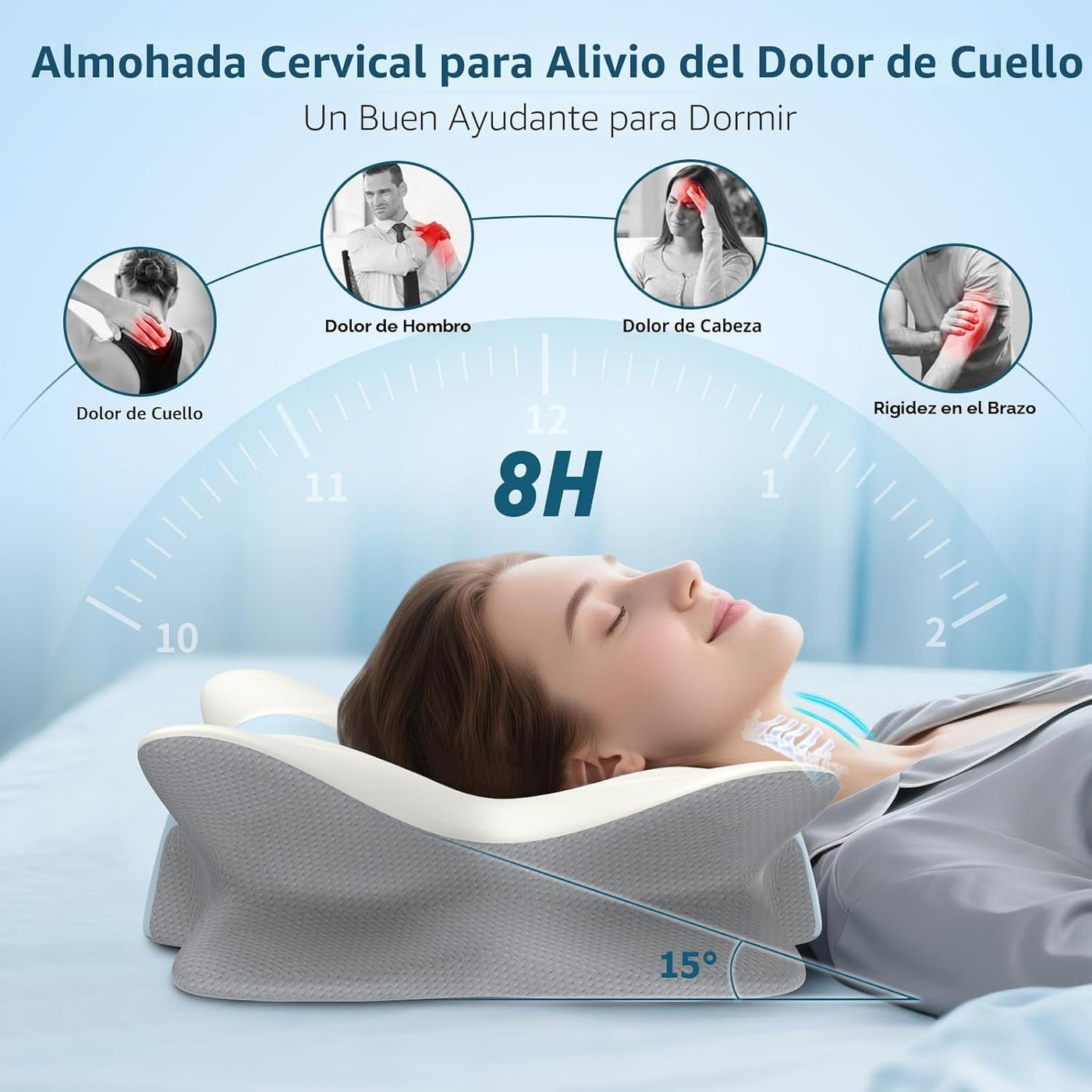 Almohada cervical para aliviar el dolor de cuello y hombros, almoha...