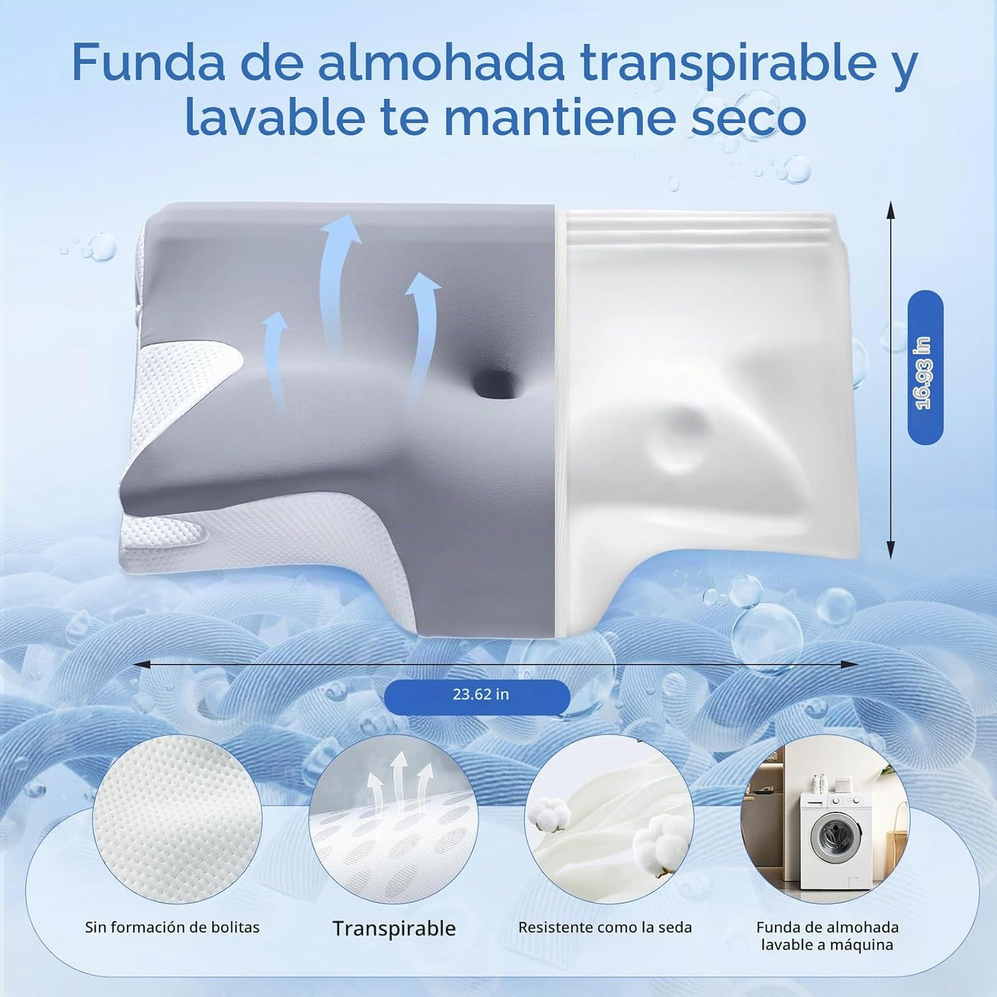Almohada cervical eficaz para aliviar el dolor para dormir, almohad...