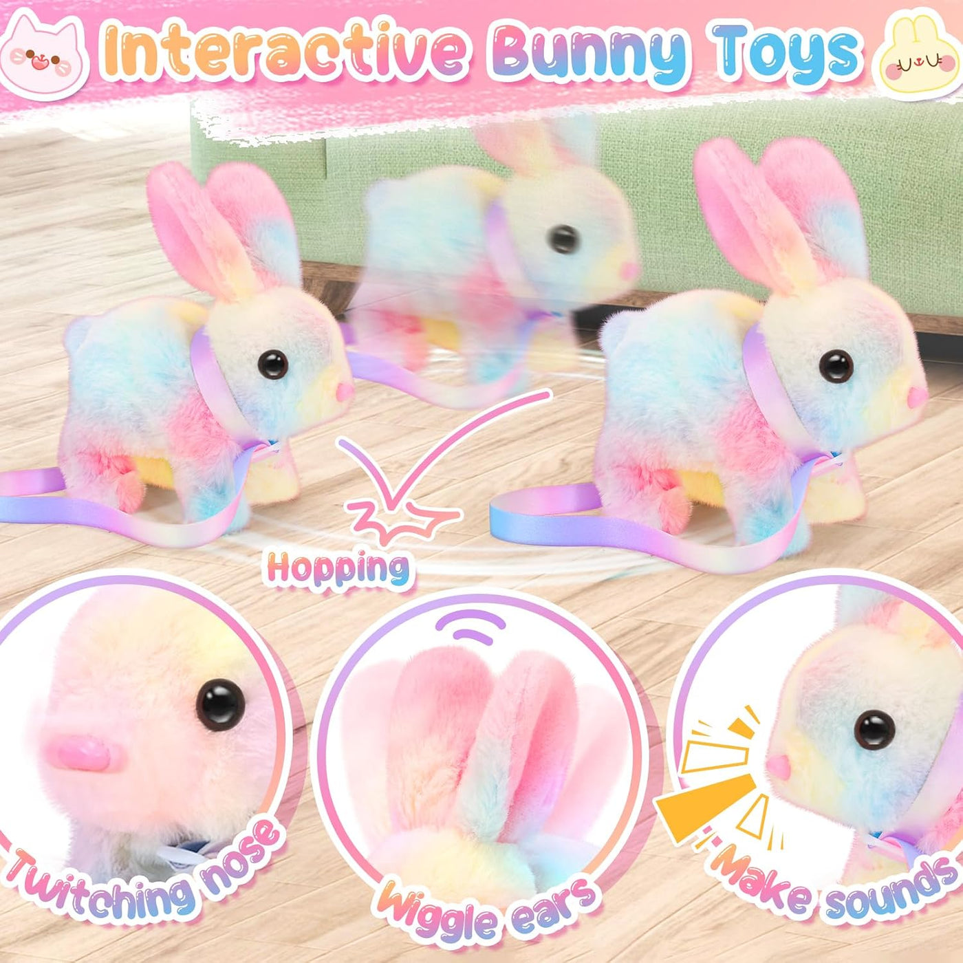 NINAOR Juguetes interactivos de peluche para niños con bolsas de ma...