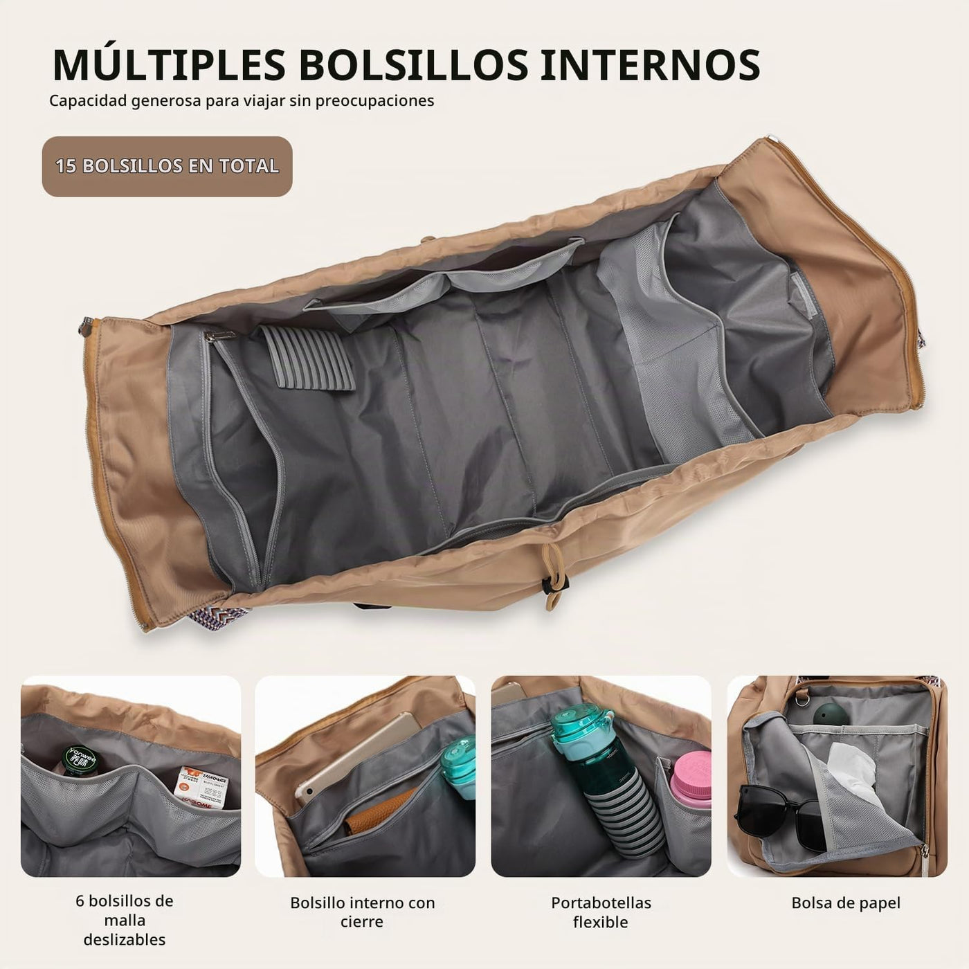 BELLPO Mochila convertible para todos los días, bolsa para pañales,...
