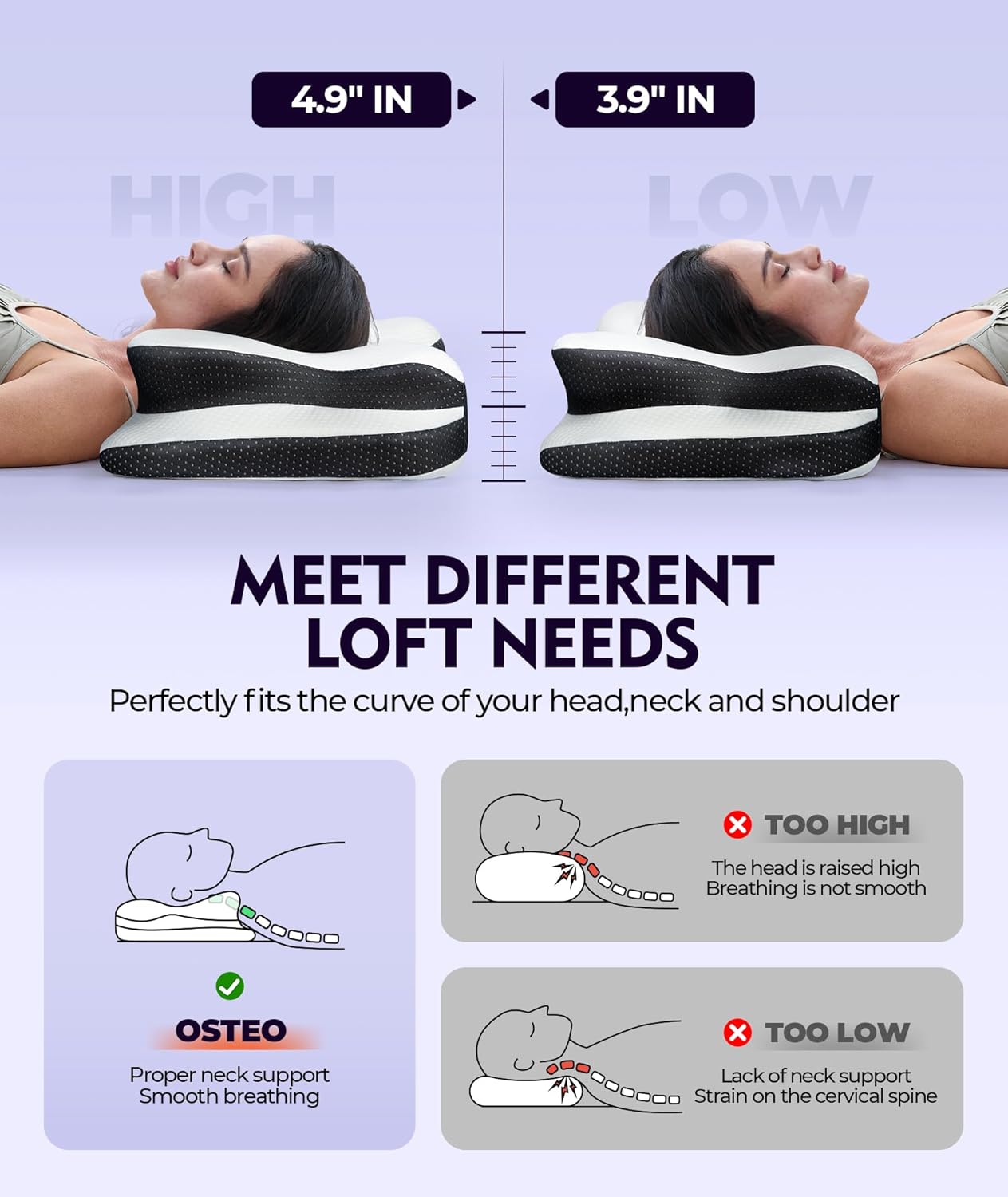Osteo Zoned Contour - Almohada cervical para el cuello cervical par...