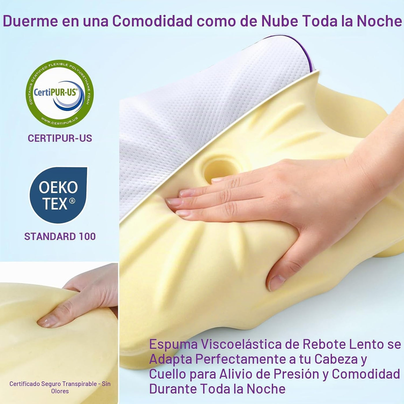 AZBESTPRO Almohada cervical de espuma viscoelástica para soporte de...