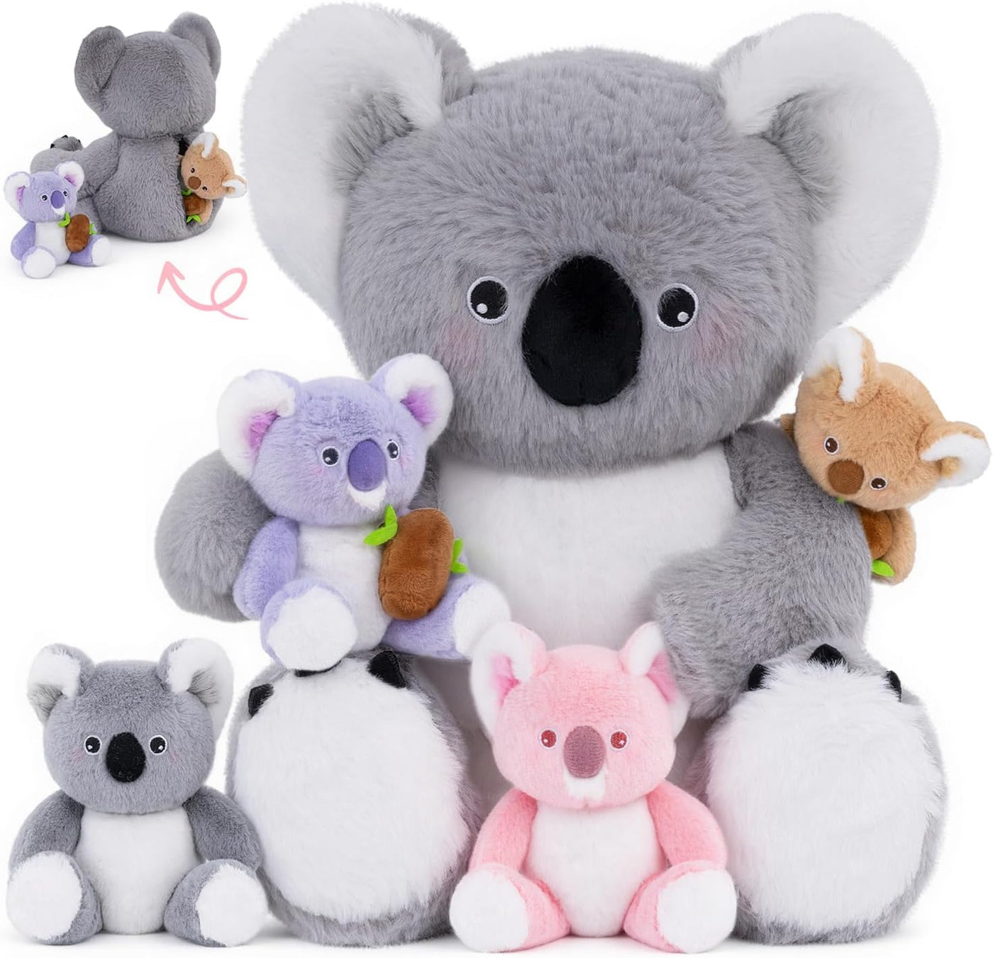 OUOZZZ Koala - Animal de peluche con bebés en el interior, juguete...